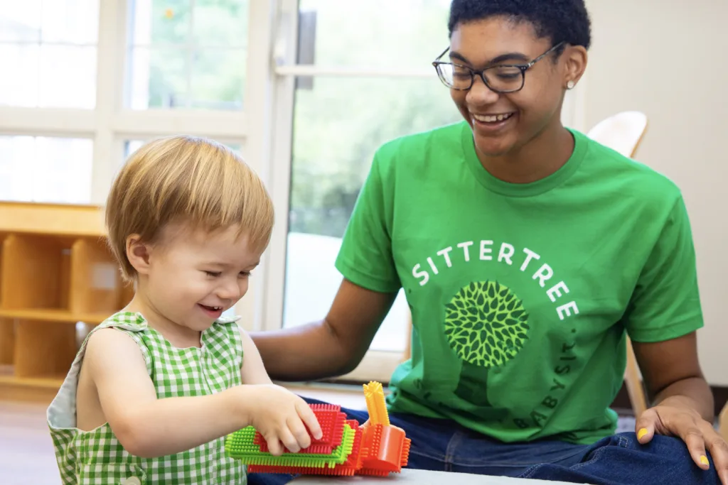Substitute with child in classroom