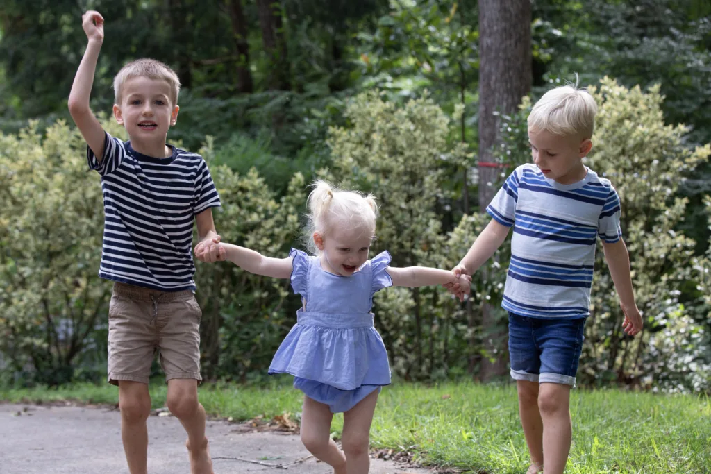 Kids playing outside in summer
