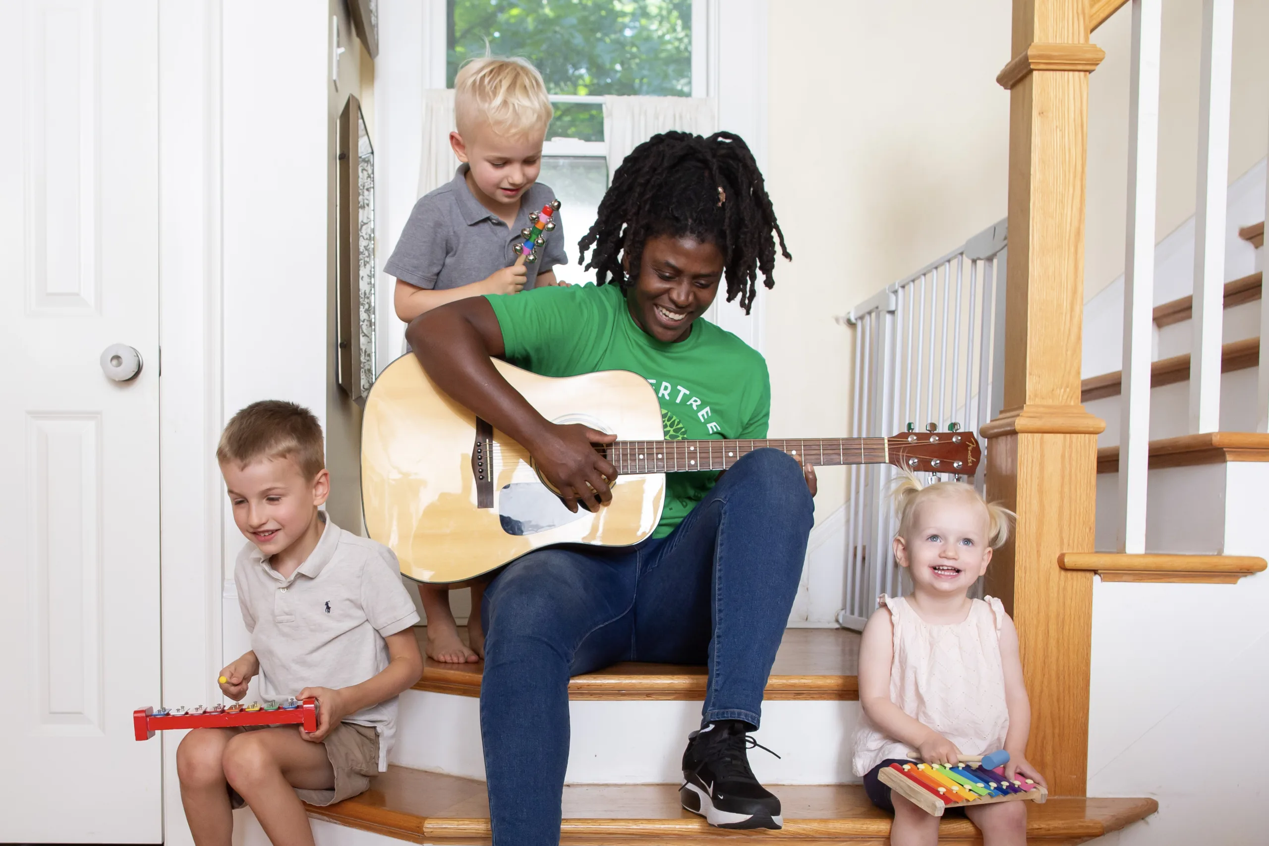 Babysitter with three children